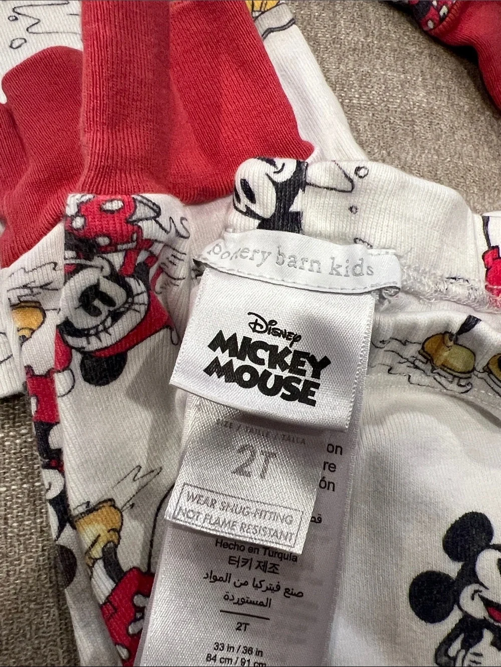 Pottery Barn Kids Mickey & Minnie Holiday Pajama Set in White and Red